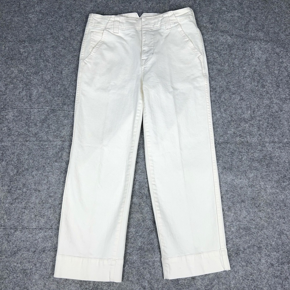 Free‎ People Jeans Womens 26 White Straight Leg Crop Stretch Denim Pants Boho